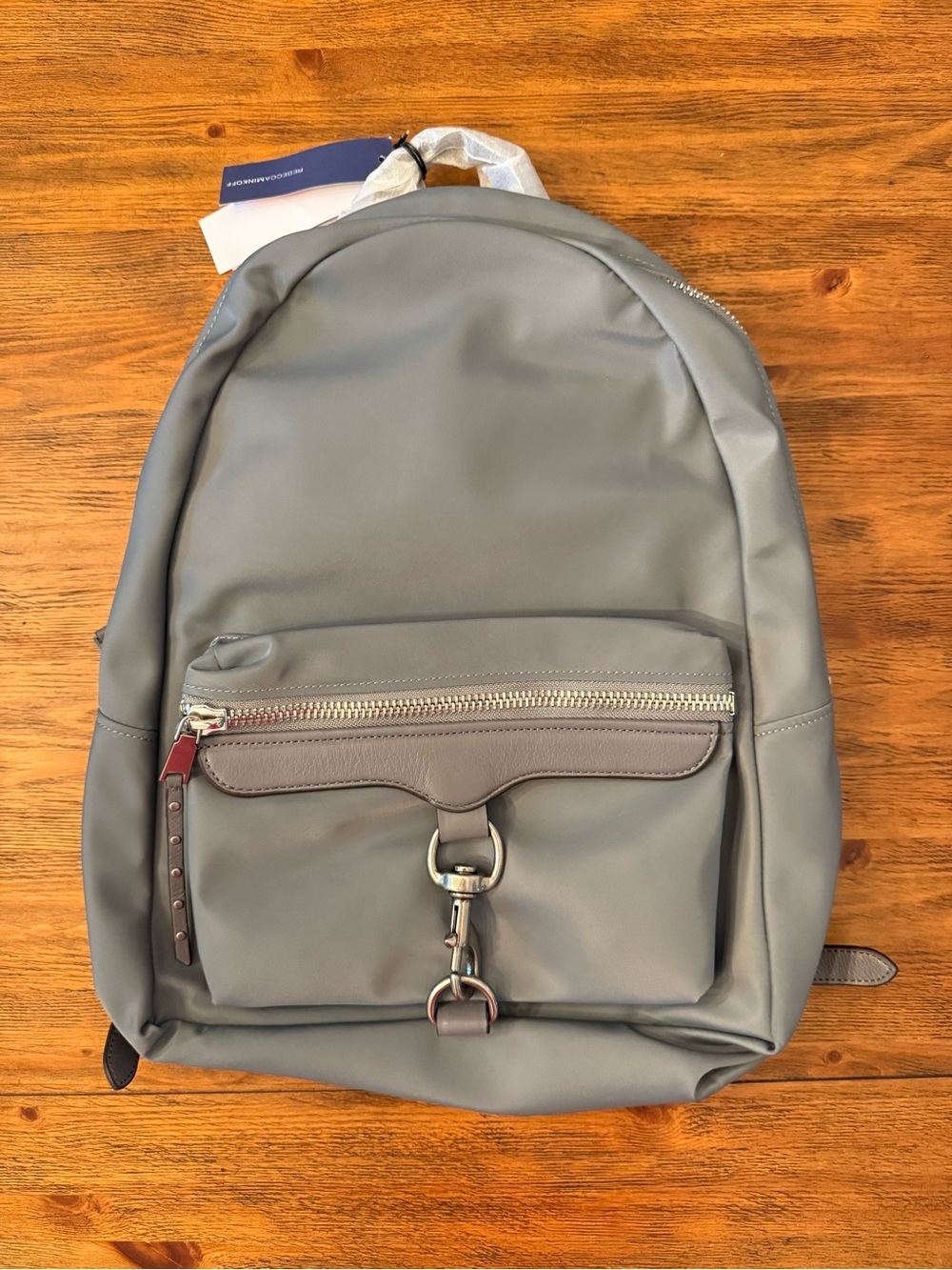NWT Rebecca Minkoff Always On Backpack Gray Nylon & Leather Laptop Travel Bag